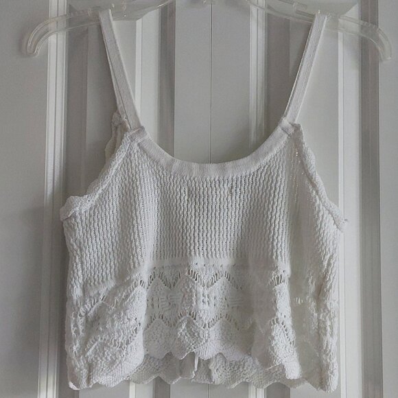 Aeropostale White Cropped Tie-Front Crop Top Women's Size M - Picture 7 of 11